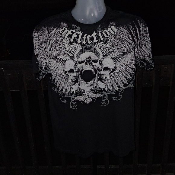 NWOT AFFLICTION Flying Skull T Shirt Size Med - Picture 1 of 5